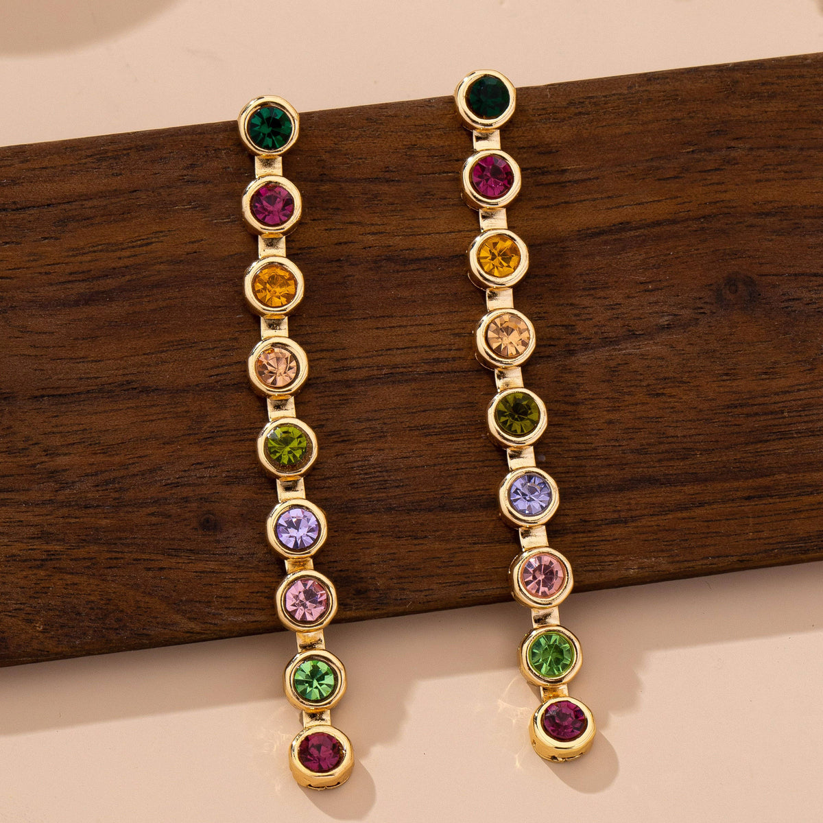 L'Atelier Collection Rainbow Gemstone Linear Drop Earrings