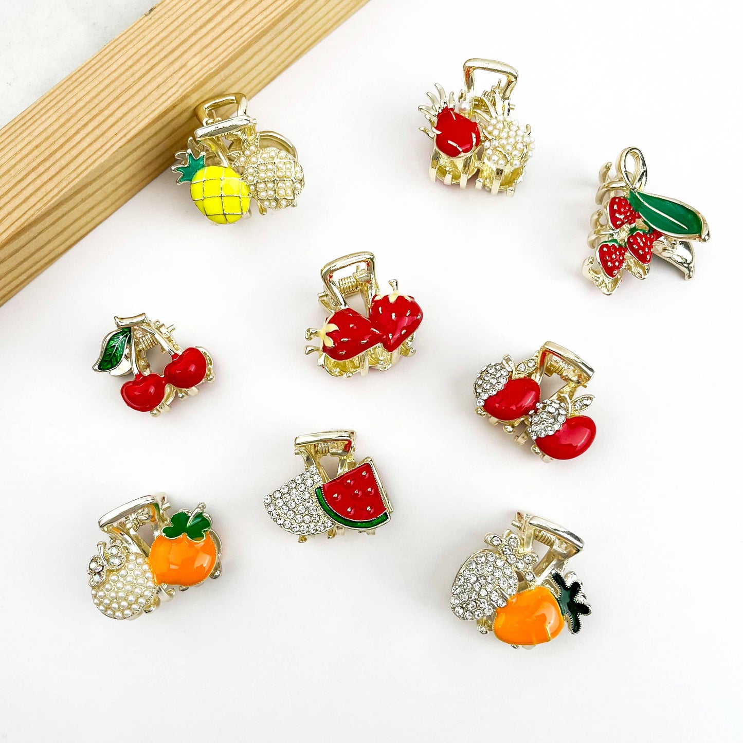 L'Atelier Collection Mini Rhinestone Fruit Clip