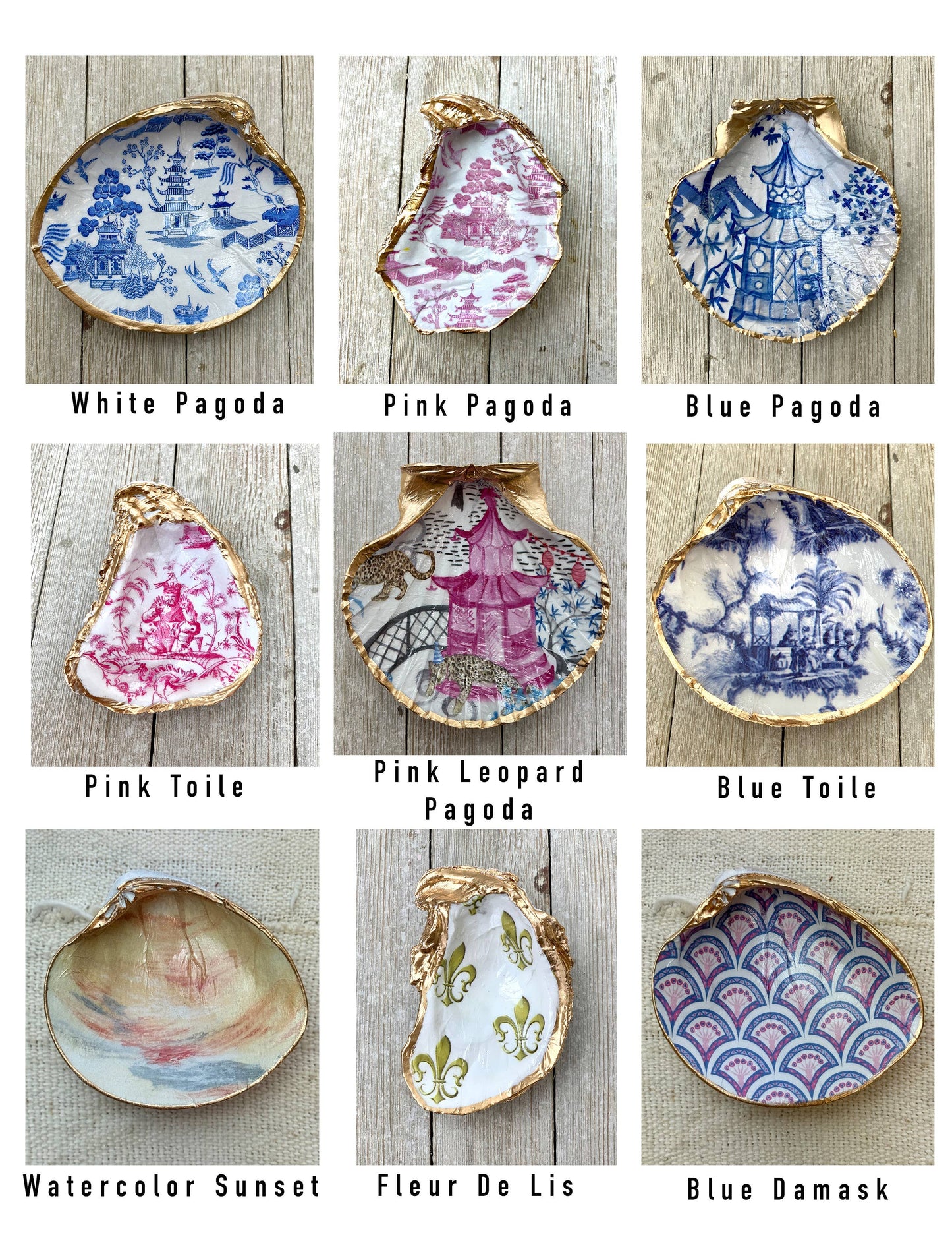 Clam Decoupage Shell Ring Dish