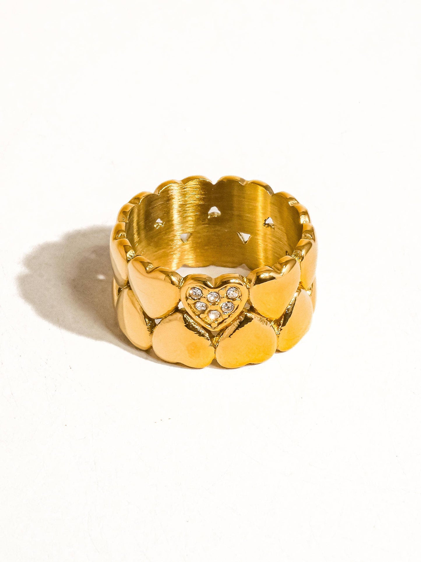 Wayn 18K Gold Non-Tarnish Petite Hearts Ring