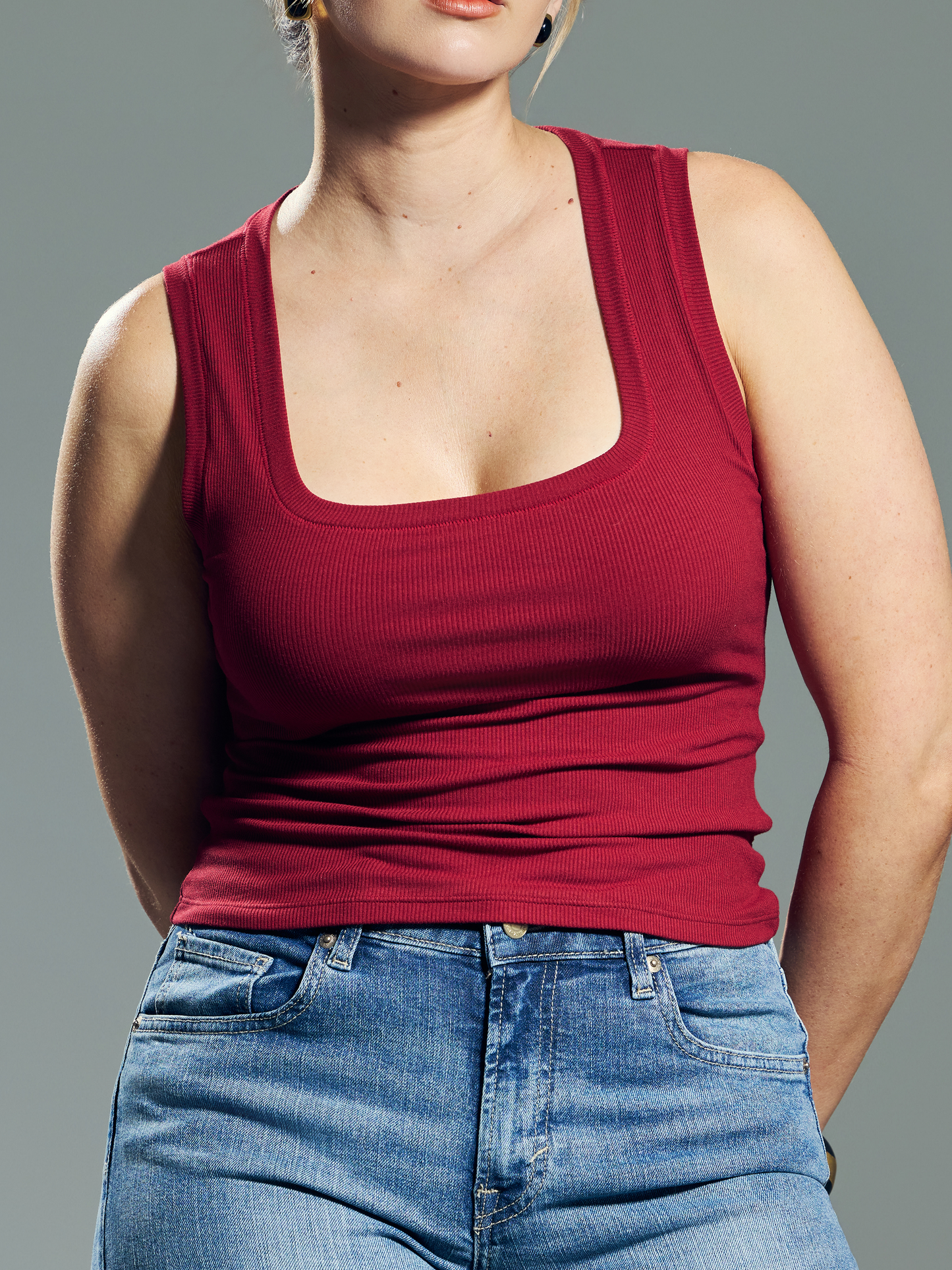 Klassy Chunky Binding Ribbed Square Neck Tank