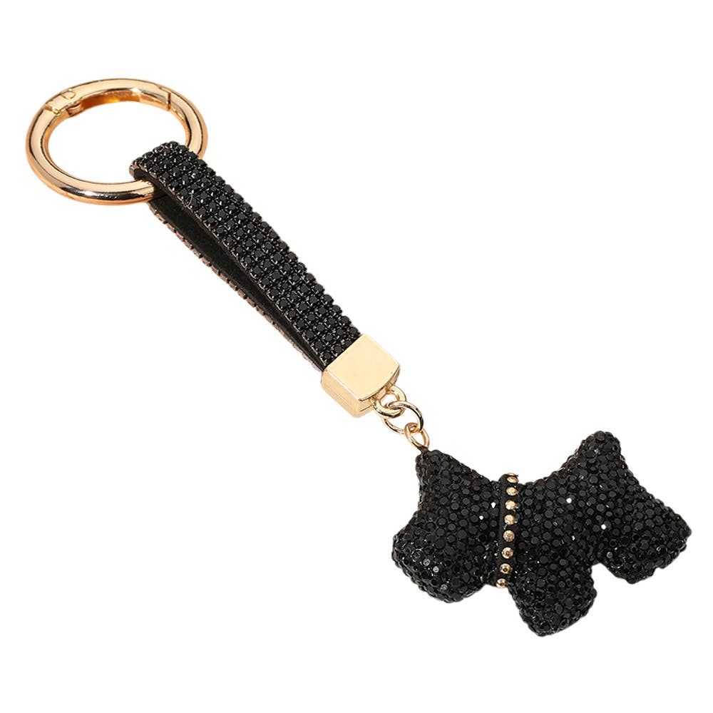Bling Studded Dog Dangle Keychain / Bag Charm