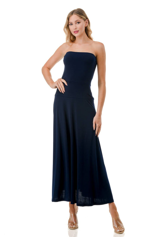 Strapless Banded Waist Maxi Dress