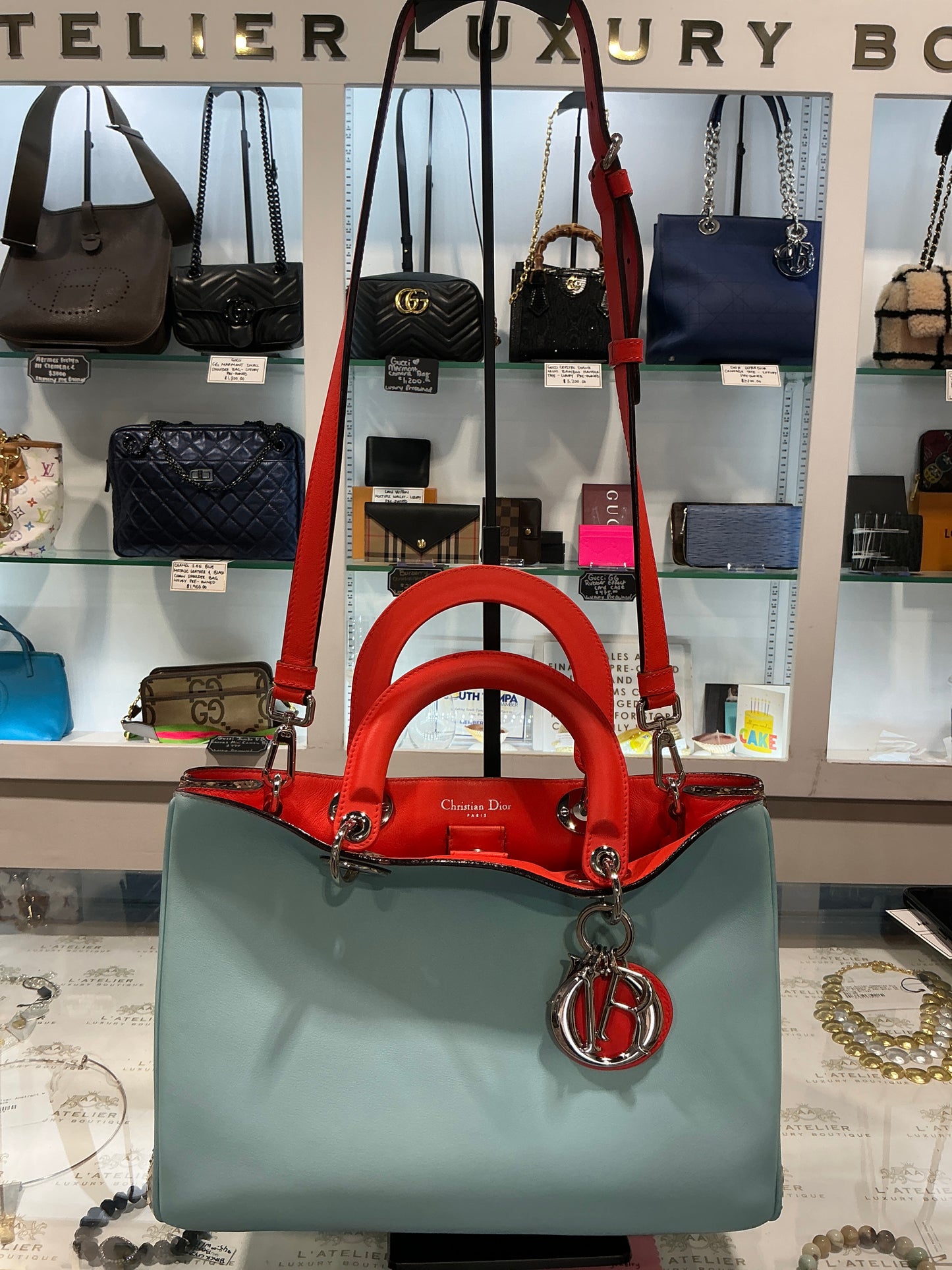Christian Dior Tricolor Python Diorissimo Bag - Luxury Pre-Owned