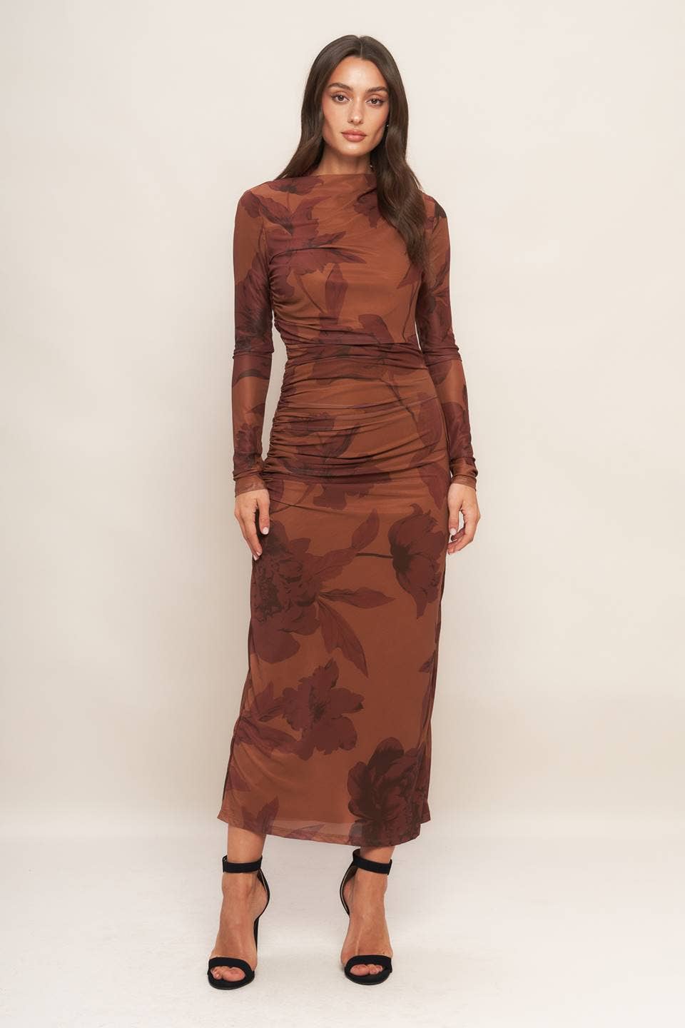Flying Tomato Floral Mesh Midi Dress