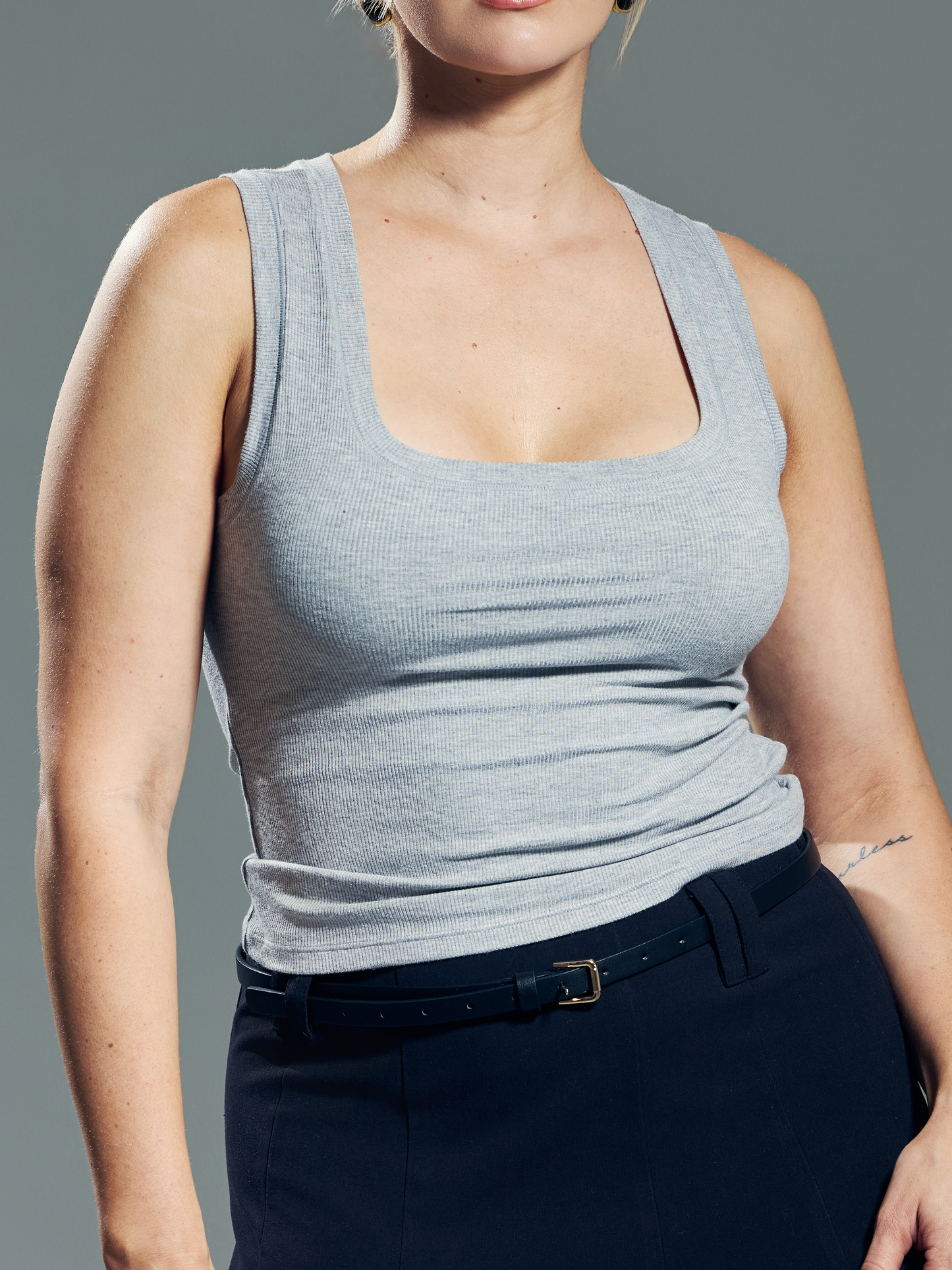 Klassy Chunky Binding Ribbed Square Neck Tank