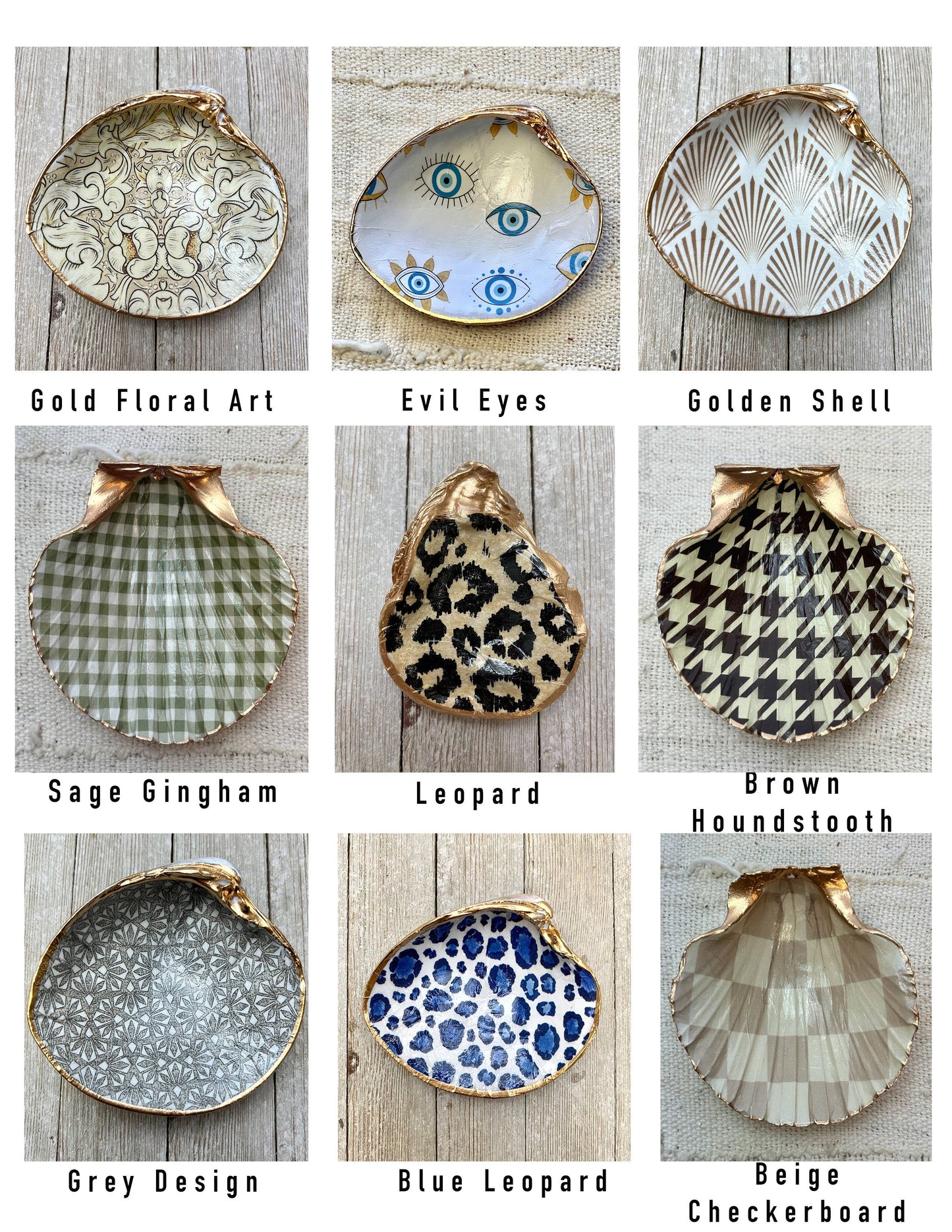 Clam Decoupage Shell Ring Dish