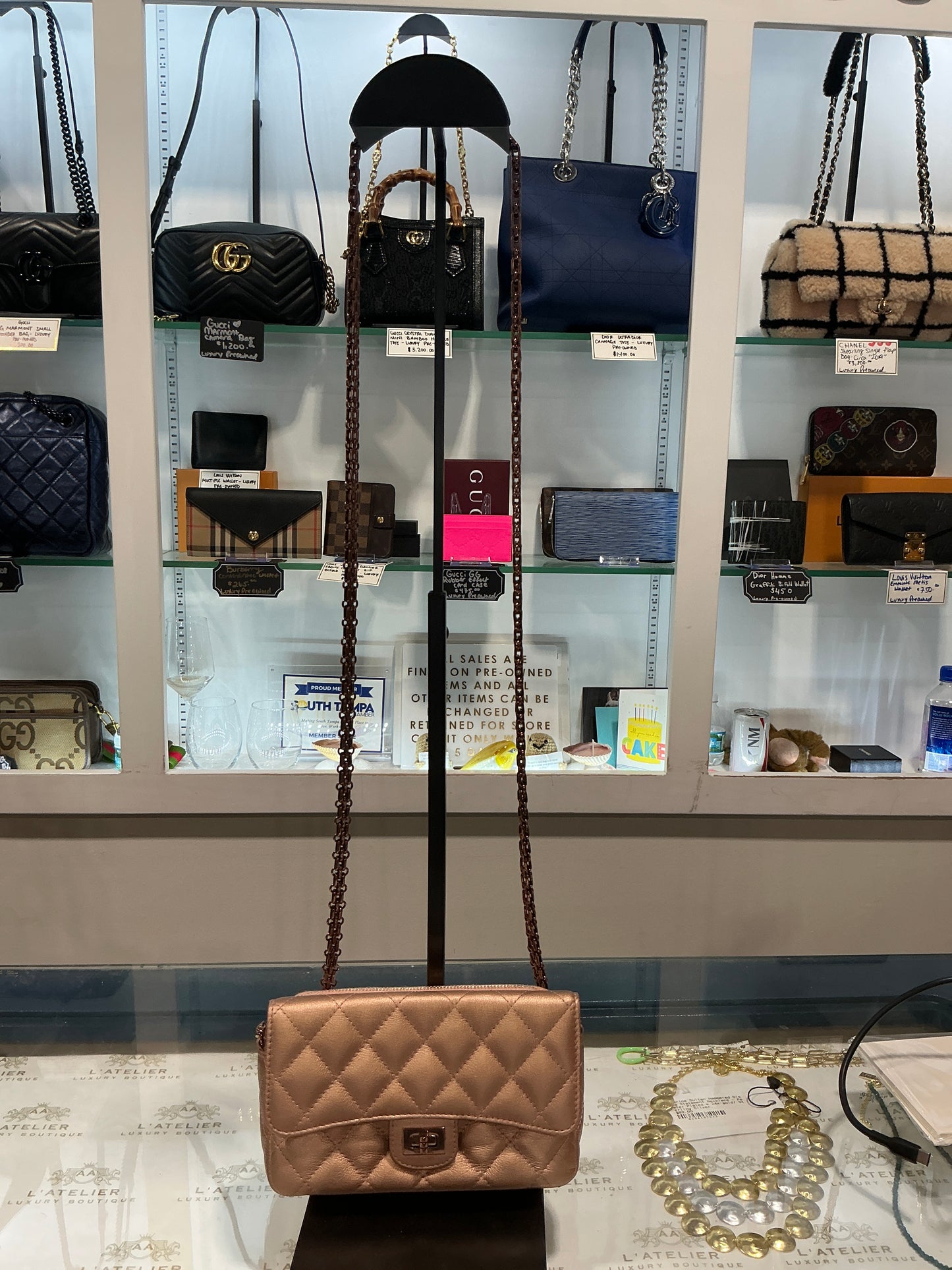 Chanel Reissue 2.55 Phone Holder Metallic Rose Gold - Luxury Pre-Owned