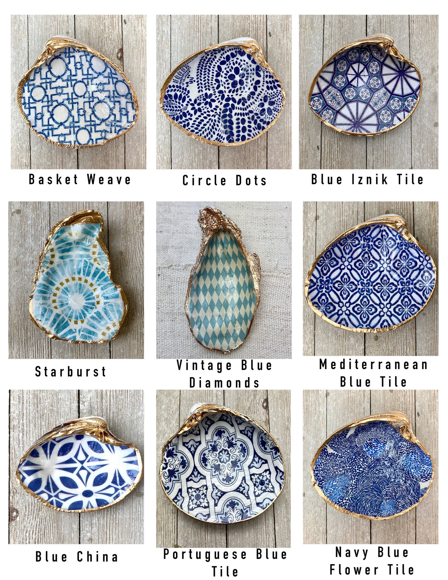 Clam Decoupage Shell Ring Dish