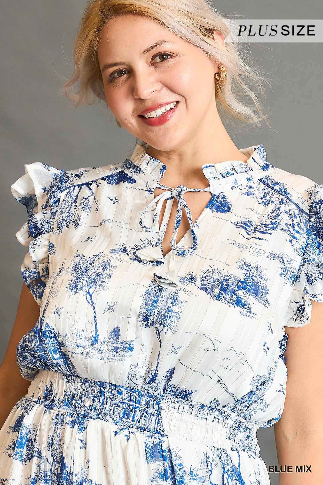 LANDSCAPE PRINT MIDI DRESS