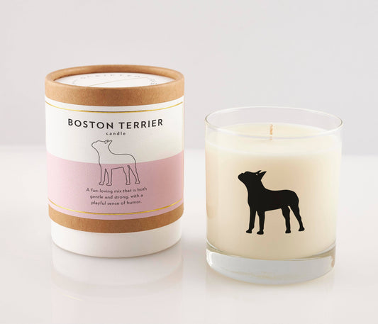 Boston Terrier Dog Soy Candle in Drinking Glass Two-In-One