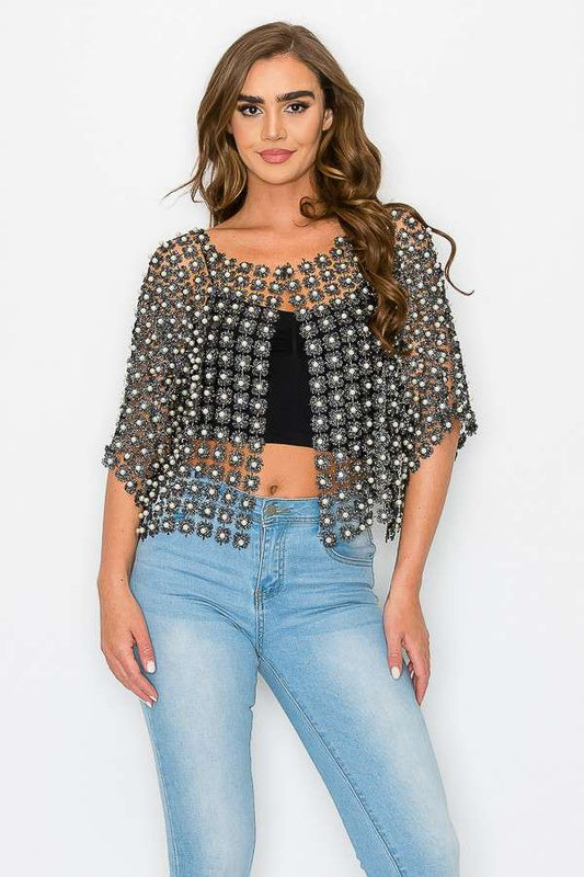 BEADS POINT CROCHET CARDIGAN