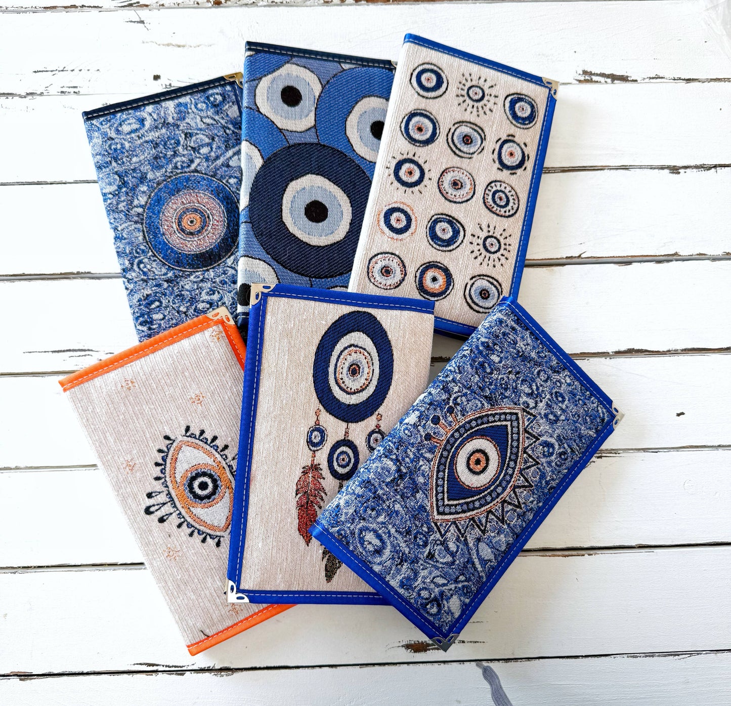 Evil Eye Notebook - Woven Fabric Journal, Boho