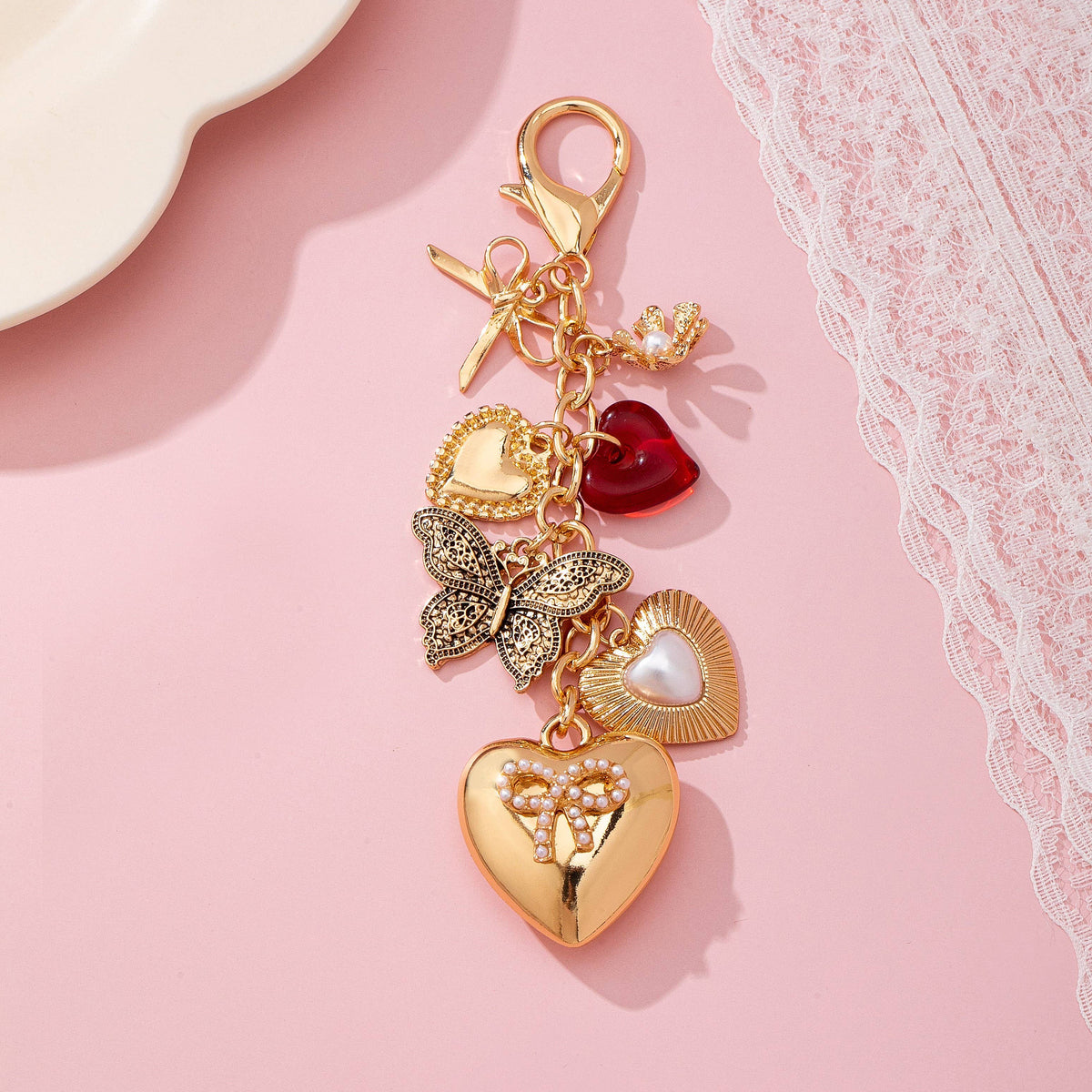 Heart and Butterfly Bag Charm
