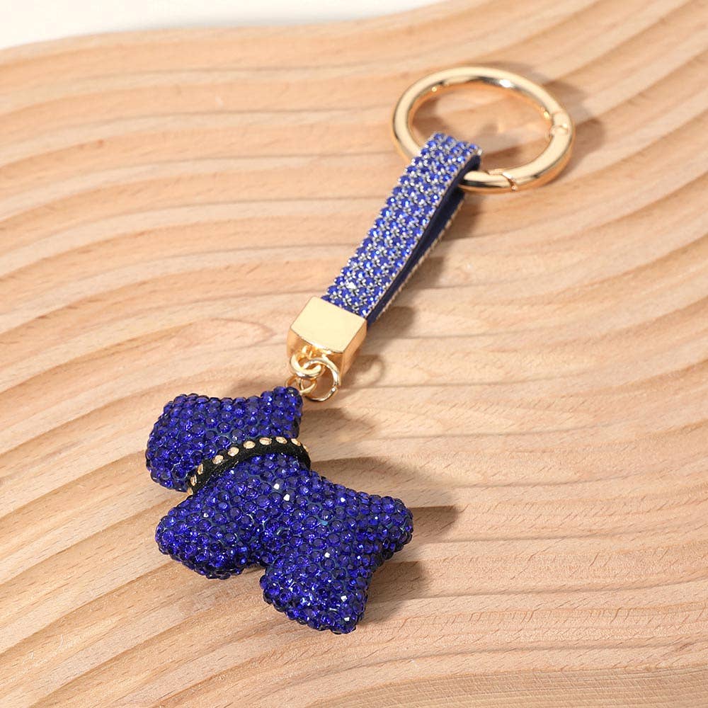 Bling Studded Dog Dangle Keychain / Bag Charm