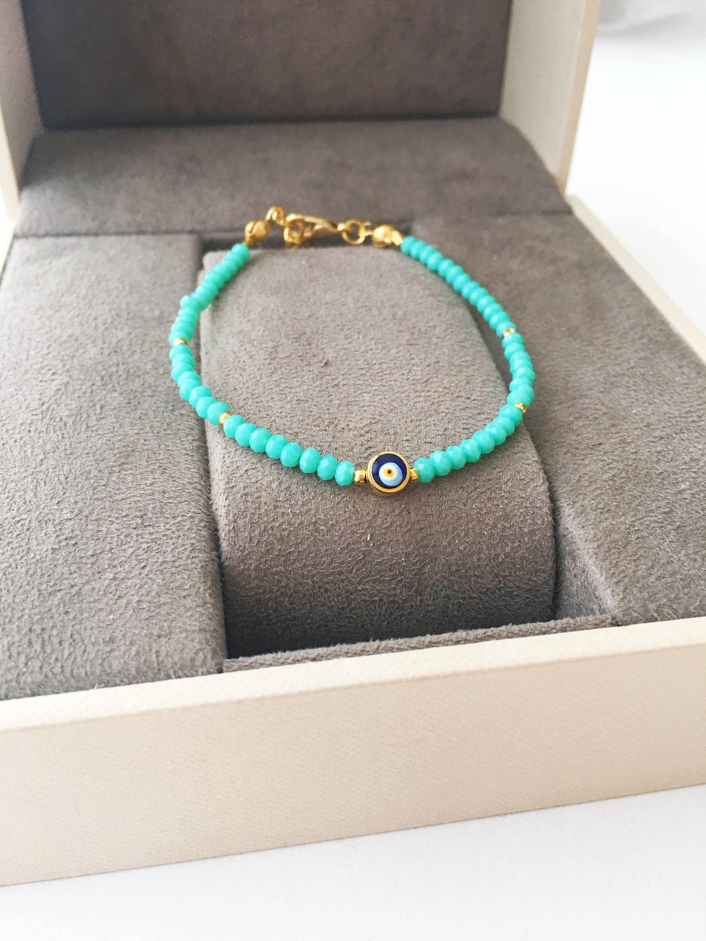 Tiny Evil Eye Bracelet, Seed Beads Bracelet, Everyday Jewelry