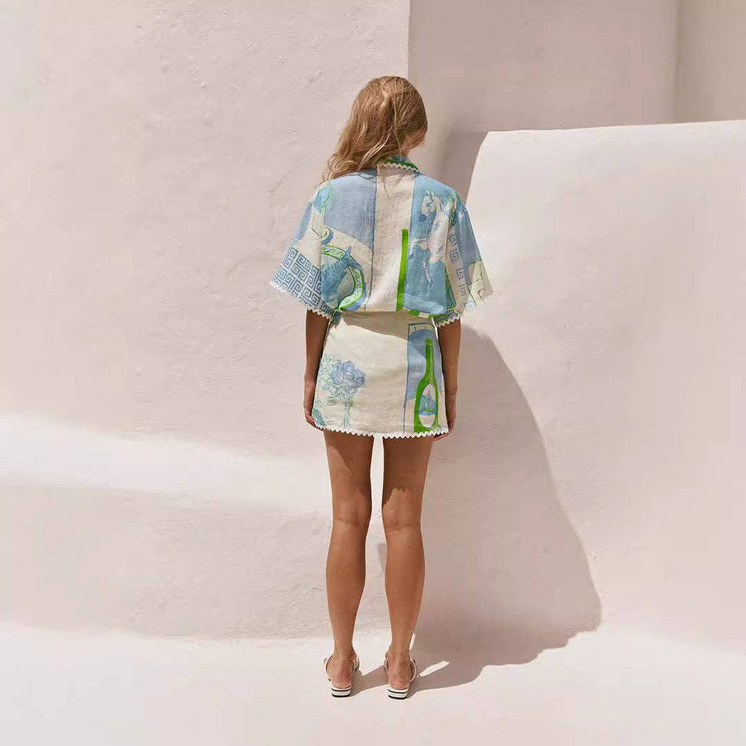 Boho Lace Print Fashion Set Global Style