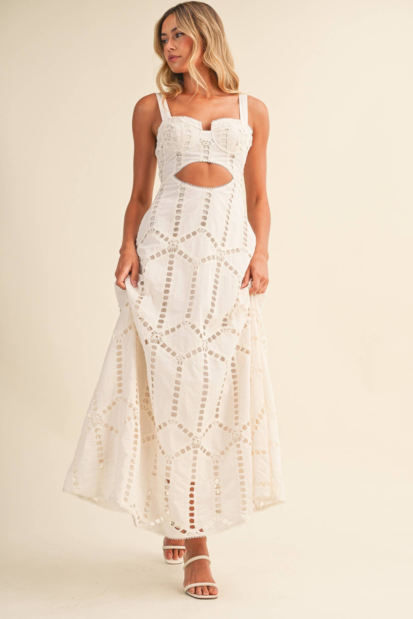 Klesis Eyelet Cutout Bustier Long Dress