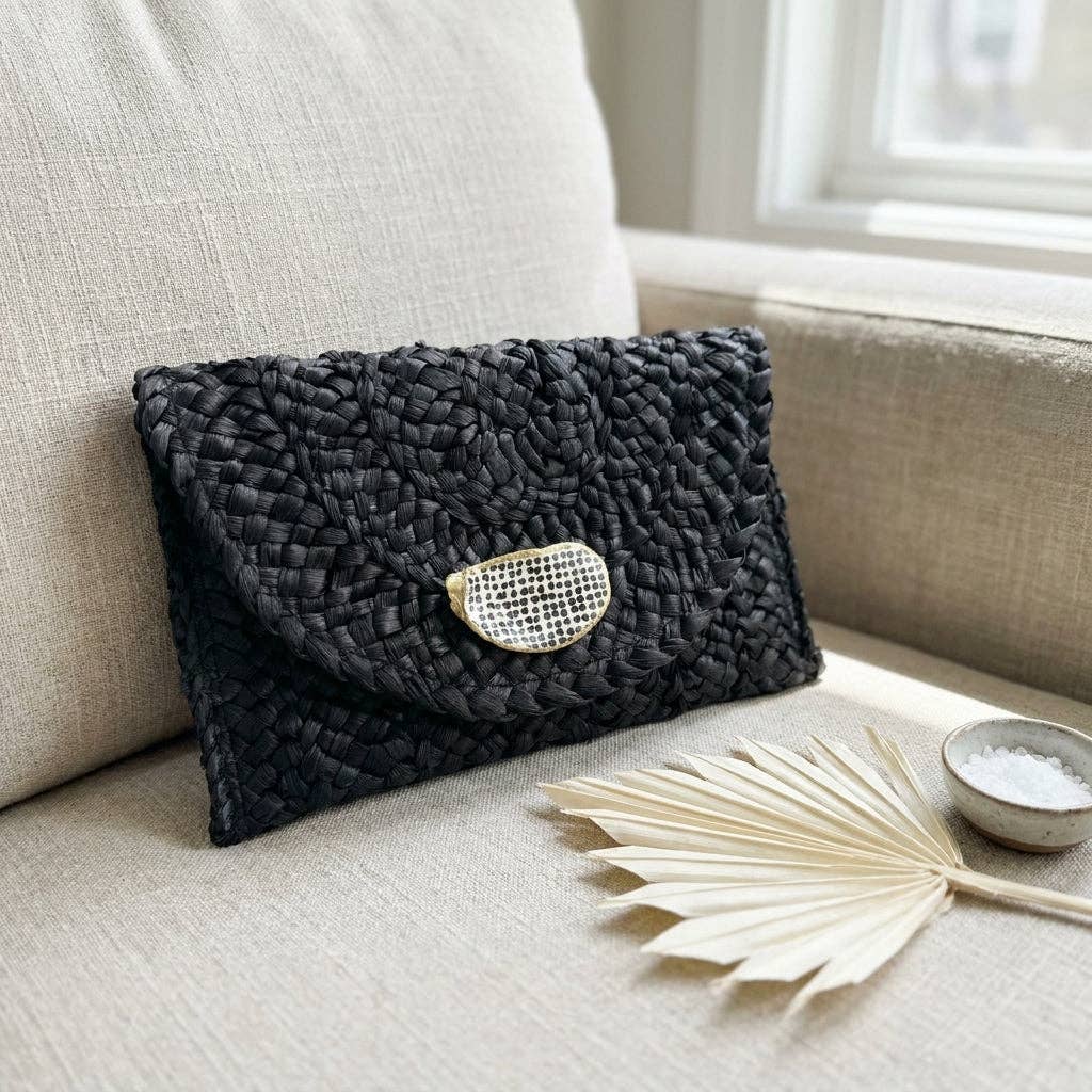 Polka Dot Oyster Shell Clutch