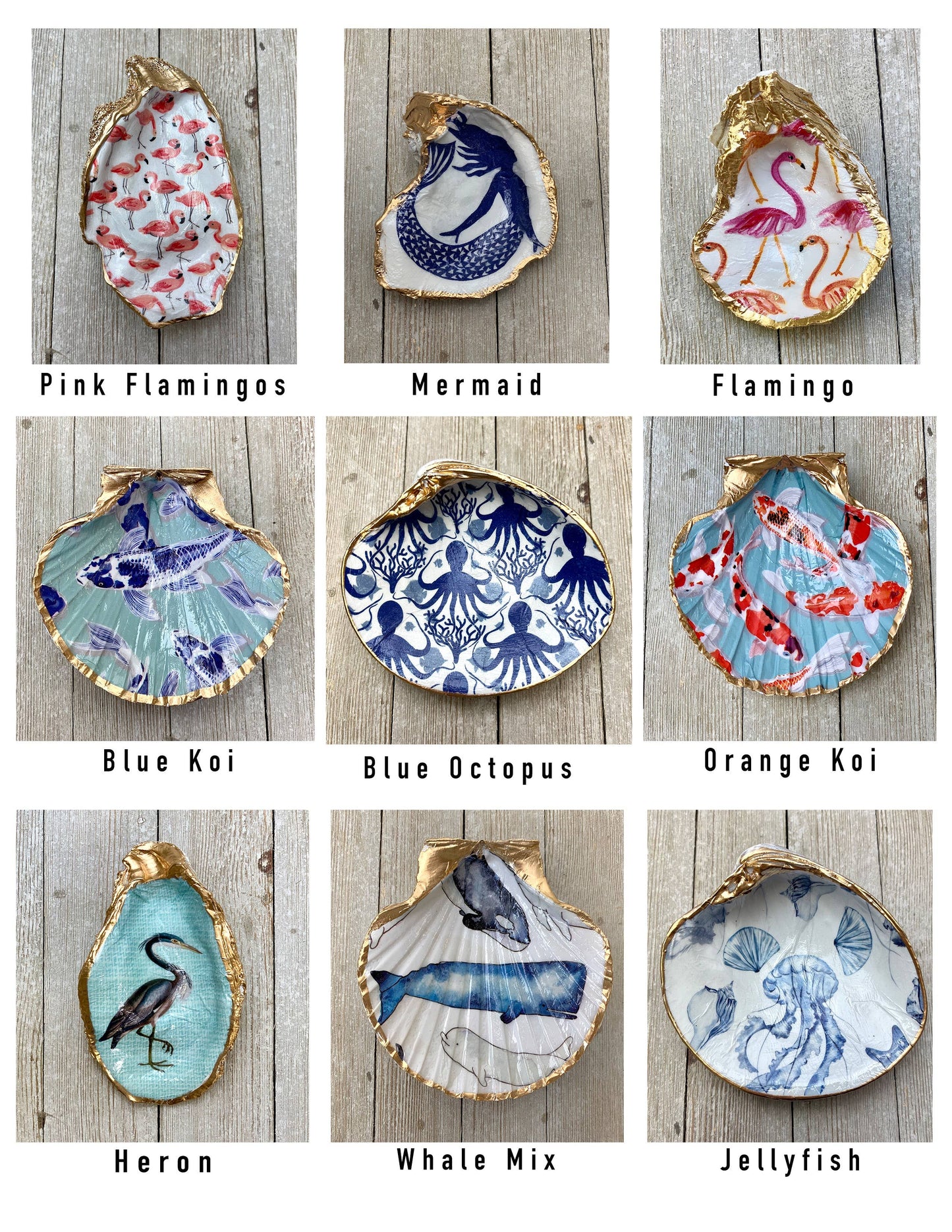 Clam Decoupage Shell Ring Dish