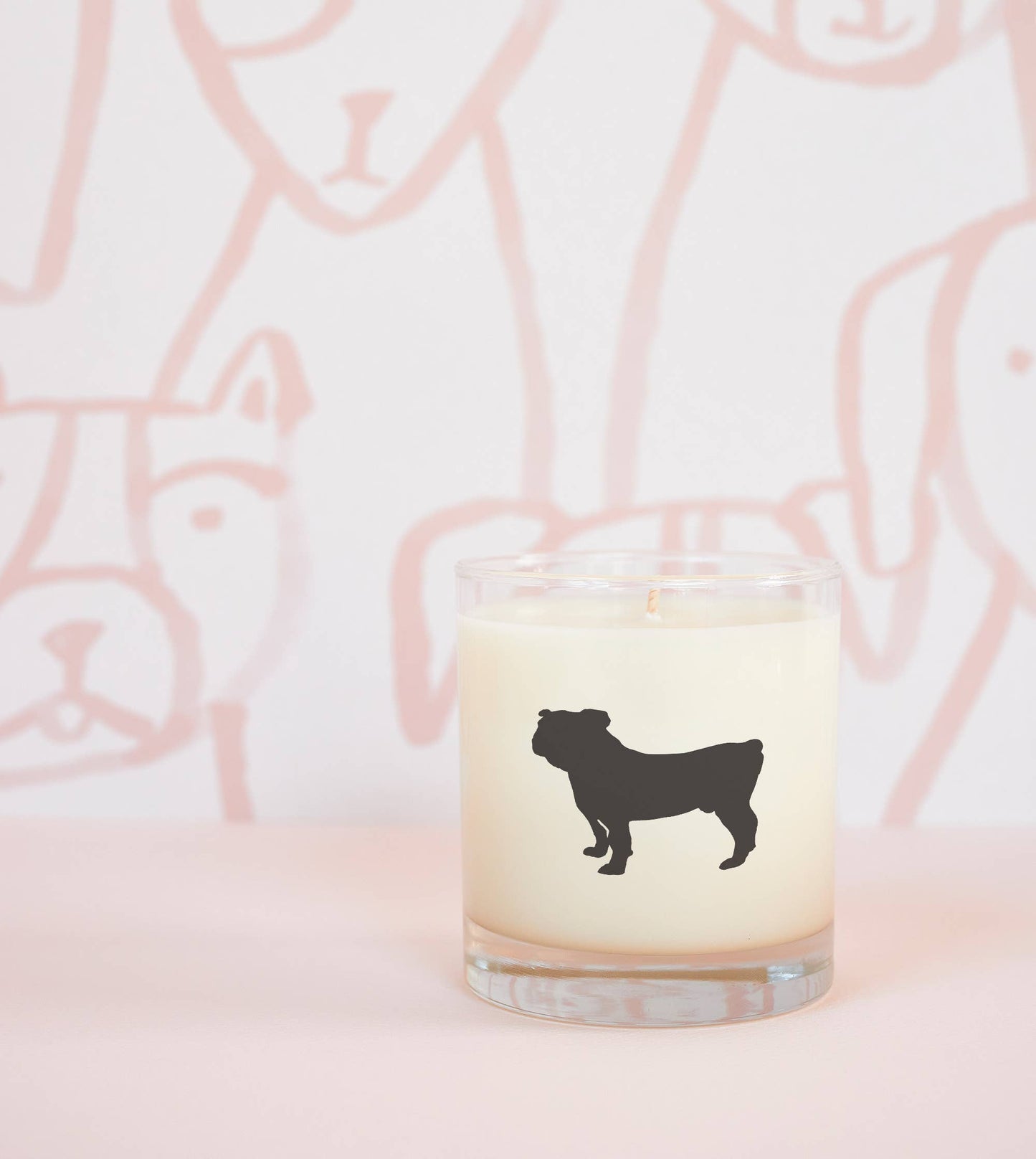 Bulldog Dog Soy Candle in Drinking Glass Two-In-One Gift