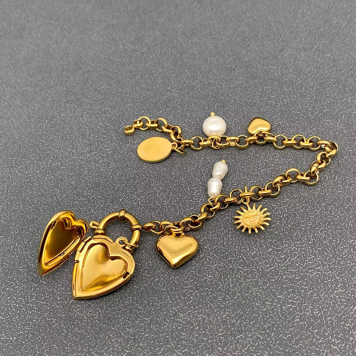 Heart Locket Charm Bracelet