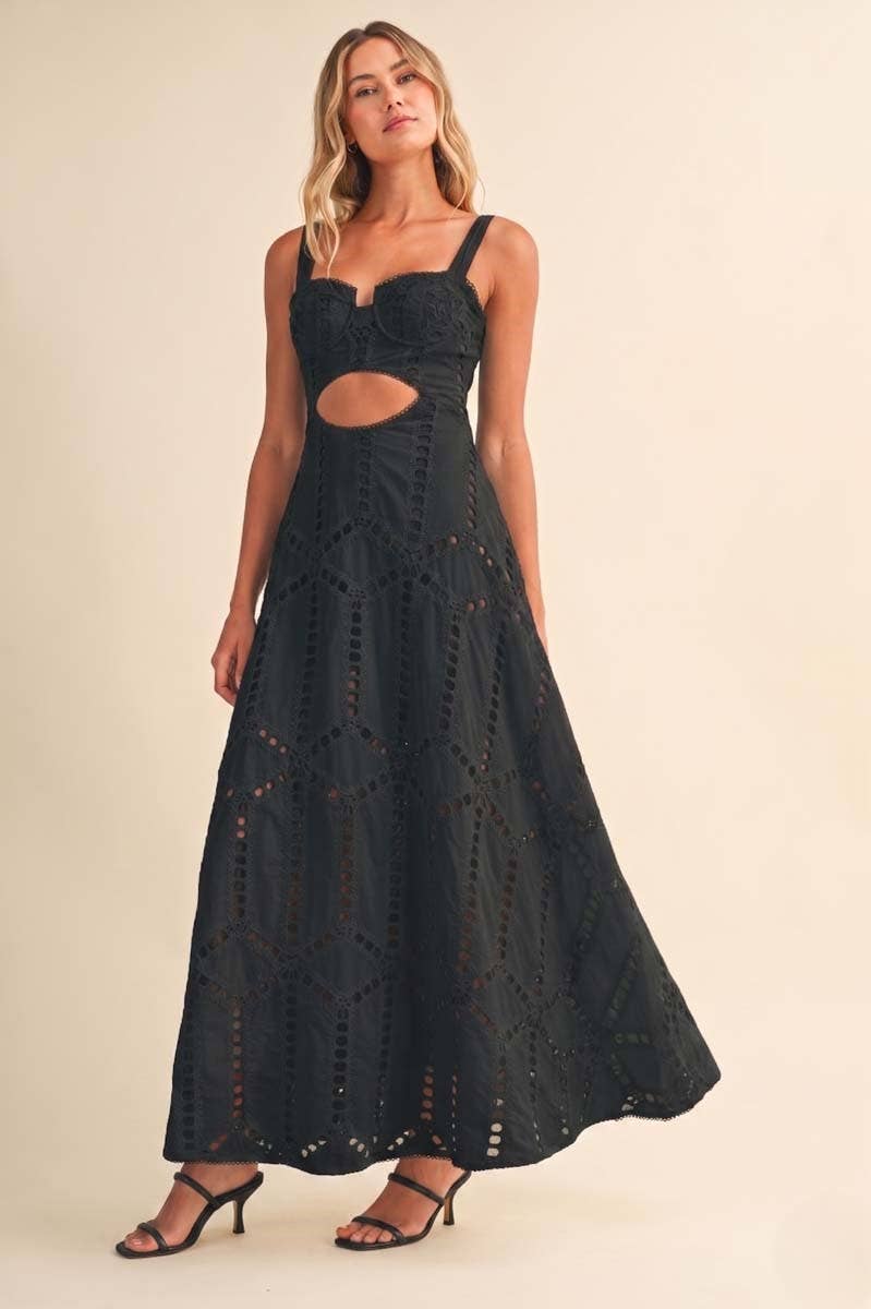 Klesis Eyelet Cutout Bustier Long Dress