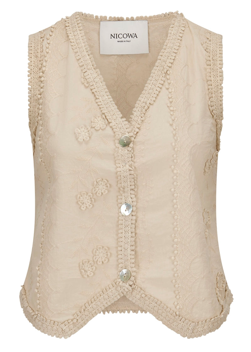 Aliono Embroidered Cotton Vest
