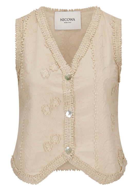 Aliono Embroidered Cotton Vest