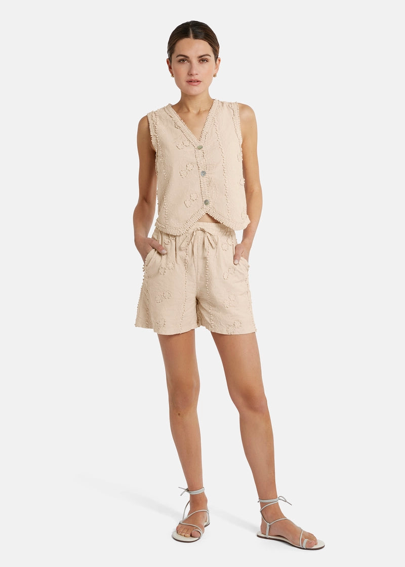 Aliono Embroidered Cotton Vest