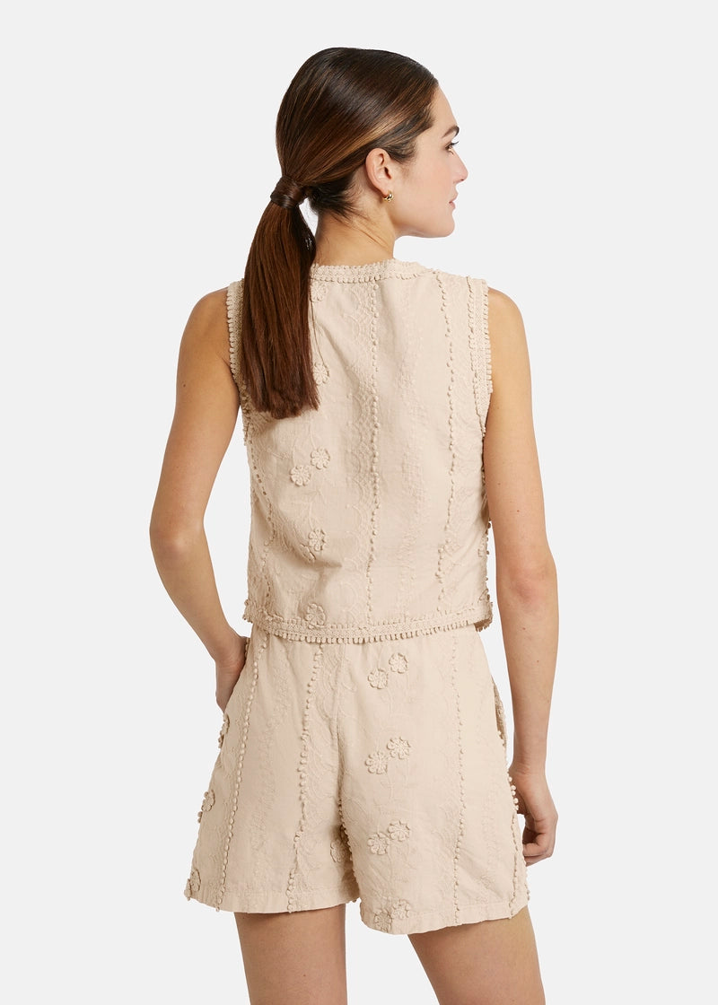 Aliono Embroidered Cotton Vest