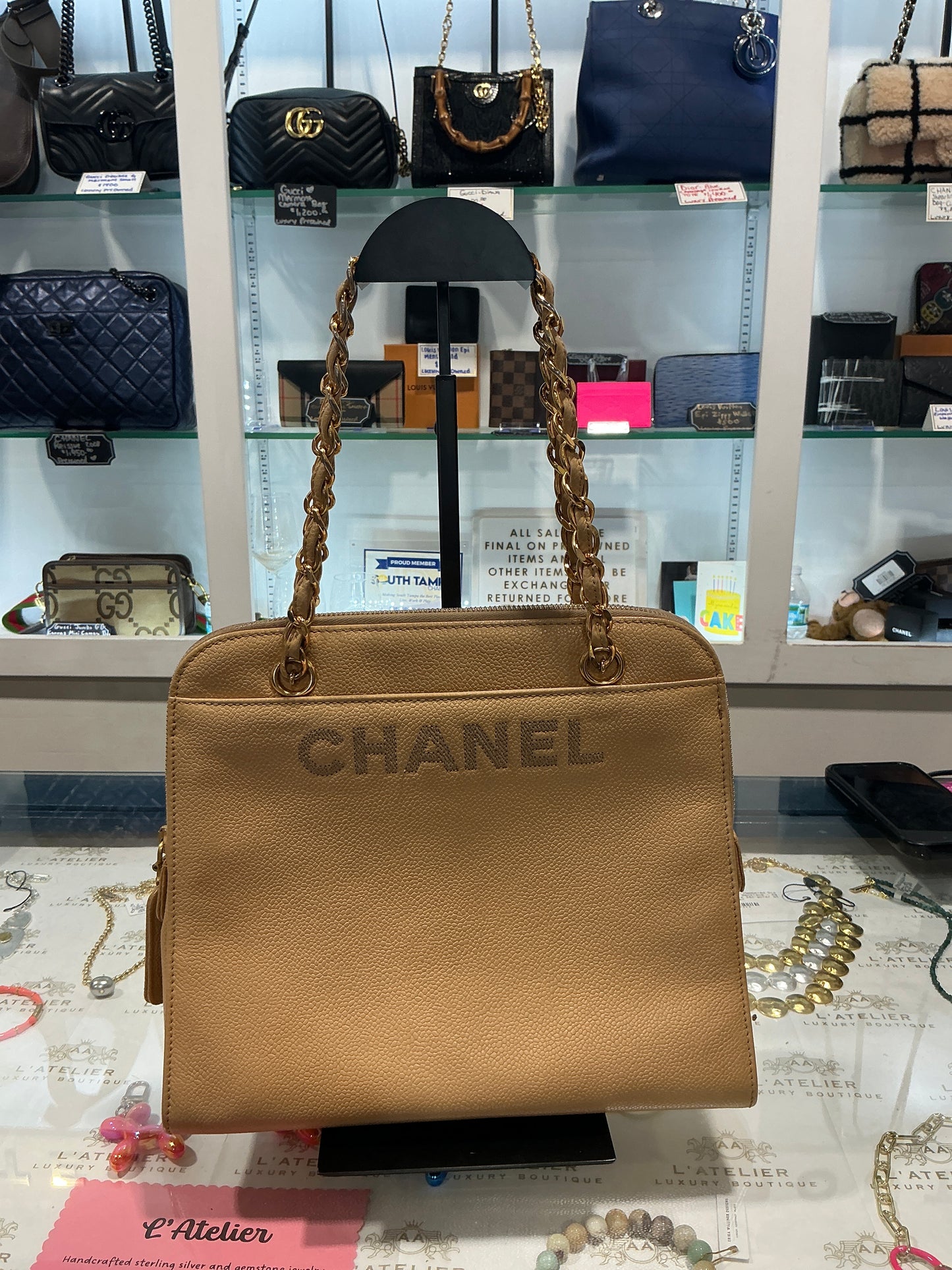 Chanel Caviar Logo Tote - Luxury Pre-owned