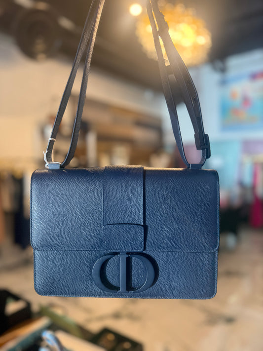 Christian Dior 30 Montaigne Flap Bag in Navy Calfskin Leather | Luxury Pre-Owned | #110