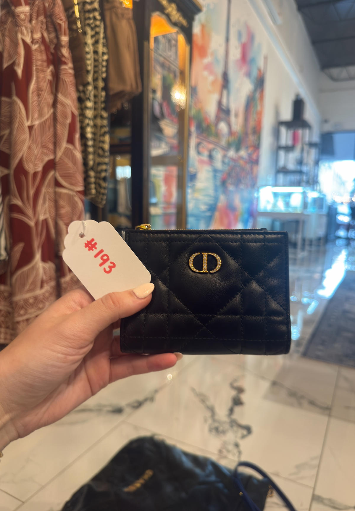 Dior Women's Caro Dahlia Crystal Wallet in Lambskin | Luxury Pre-Owned | #193