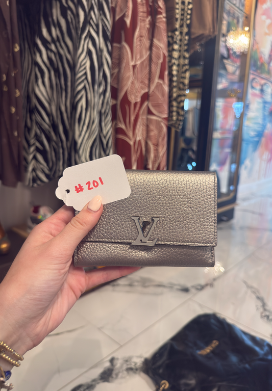 Louis Vuitton Silver Capucines Compact Wallet | Luxury Pre-Owned | #201