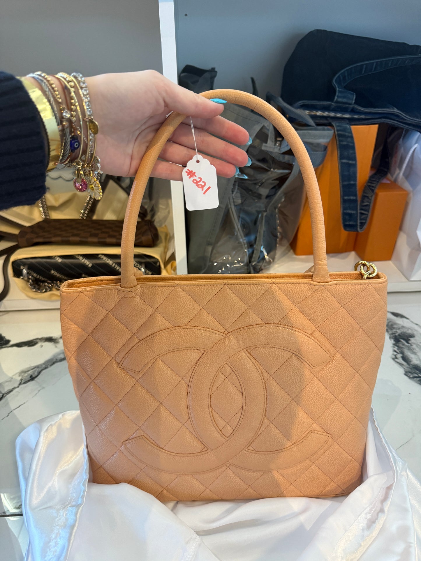 Chanel Medallion Tote in Peach Quilted Caviar (2003-2004) | Luxury Pre-Owned | #221