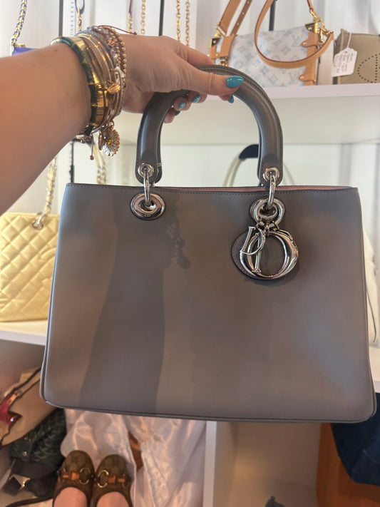 Christian Dior Diorissimo Tote Bag in Gray with Pink Interior | Luxury Pre-Owned | #227