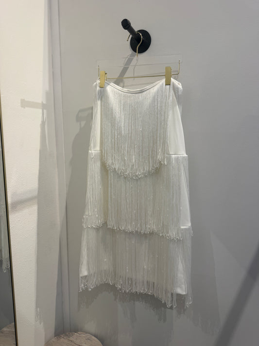 Deep White Tassel Skirt