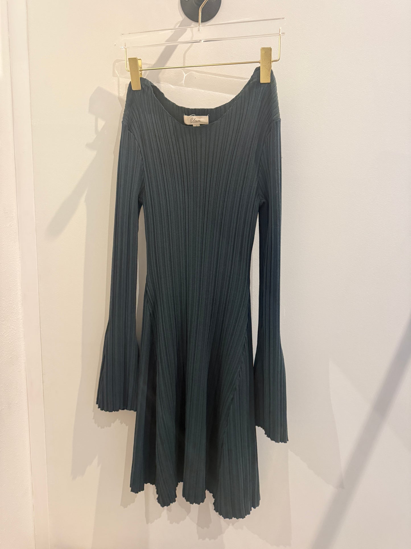 Elan Pine Knitted Mock Neck Dress (S)