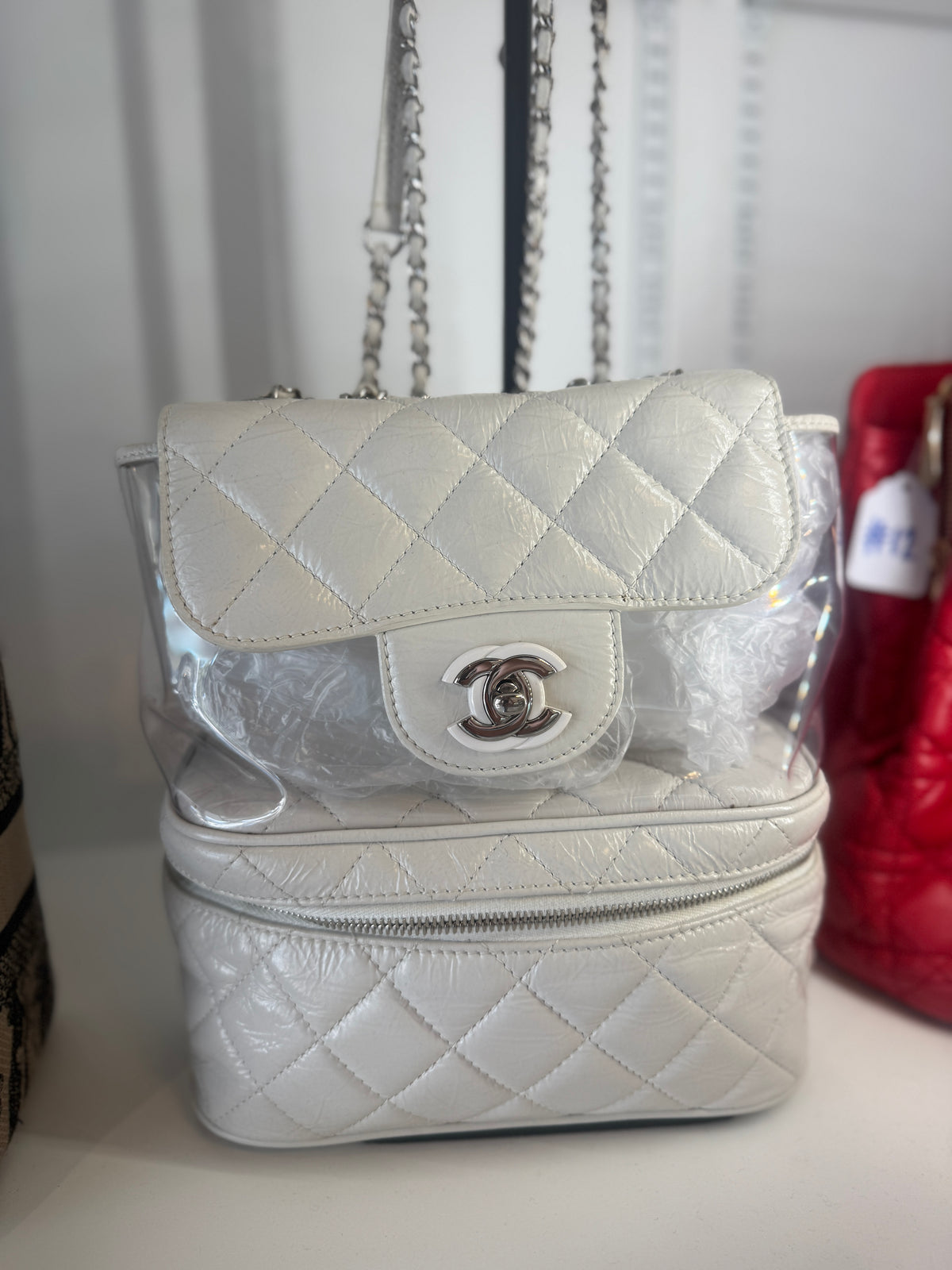 Chanel PVC Vanity Case with Attached Classic Flap | Luxury Pre-Owned | #166
