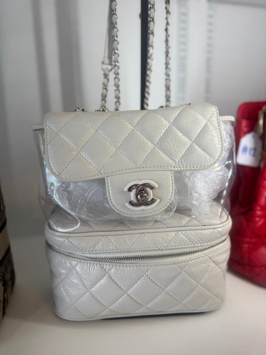 Chanel PVC Vanity Case with Attached Classic Flap | Luxury Pre-Owned | #166