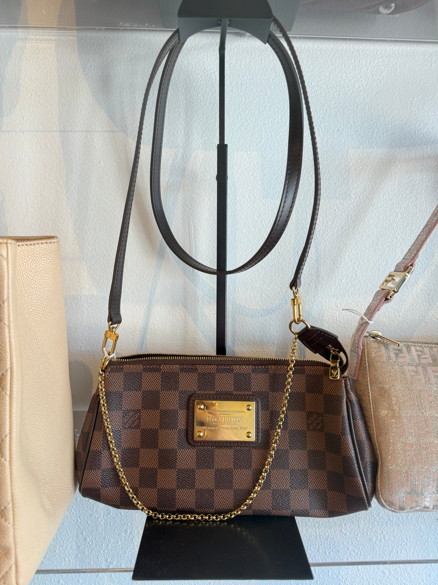 Louis Vuitton Eva Pochette Bag in Damier Ebene Canvas | Luxury Pre-Owned | #78