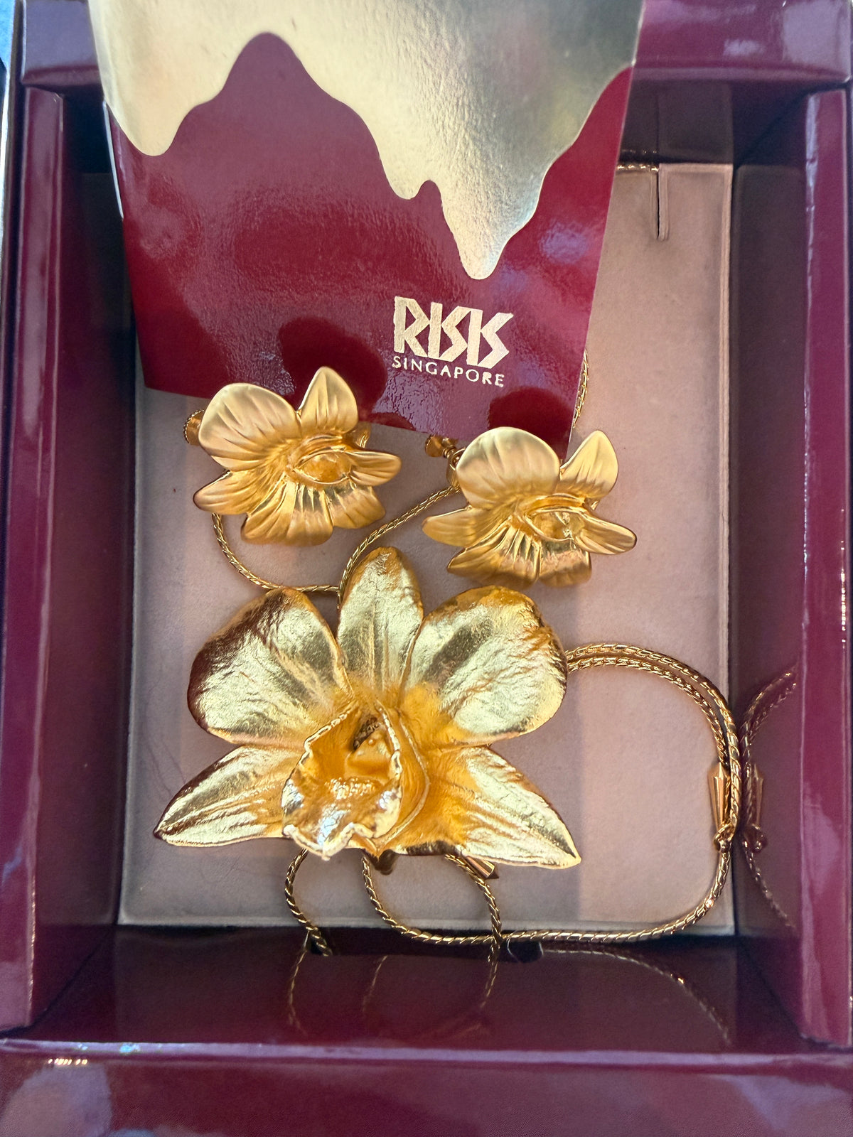 24k Gold Plated Orchid Jewelry Set | Luxury Pre-Owned