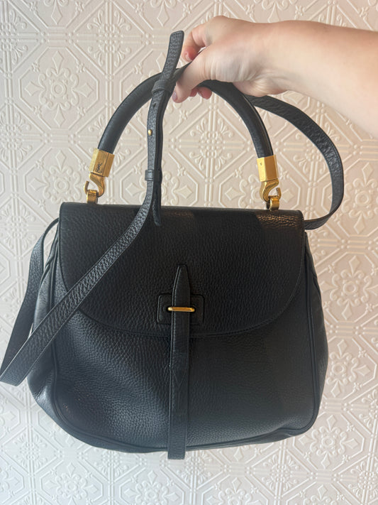 YSL Muse Two Black Pebbled Leather Top Handle Bag | Luxury Pre-Owned | #266