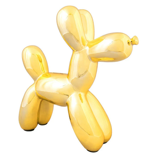 Gold Large Ceramic Dog Piggy Bank - 12" tall