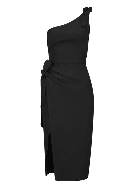 Nelowa Asymmetrical Midi Dress in Twill
