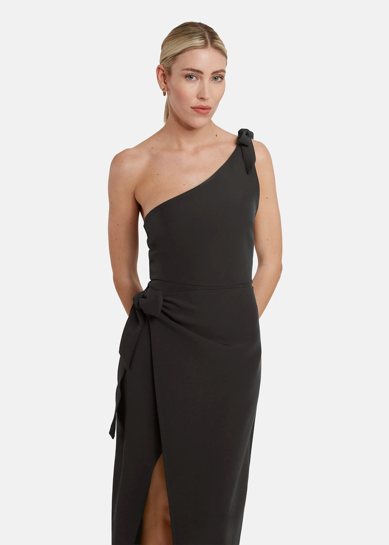 Nelowa Asymmetrical Midi Dress in Twill