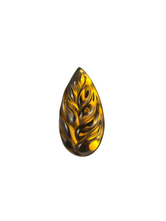 Lalique Amber Crystal Heliconia Leaf Brooch Pre-owned