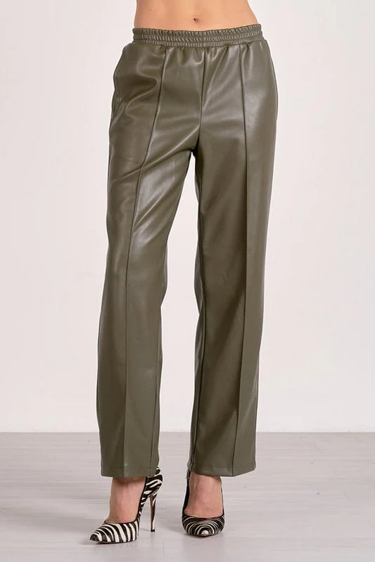 Elan High Waist Faux Leather Pant Pine