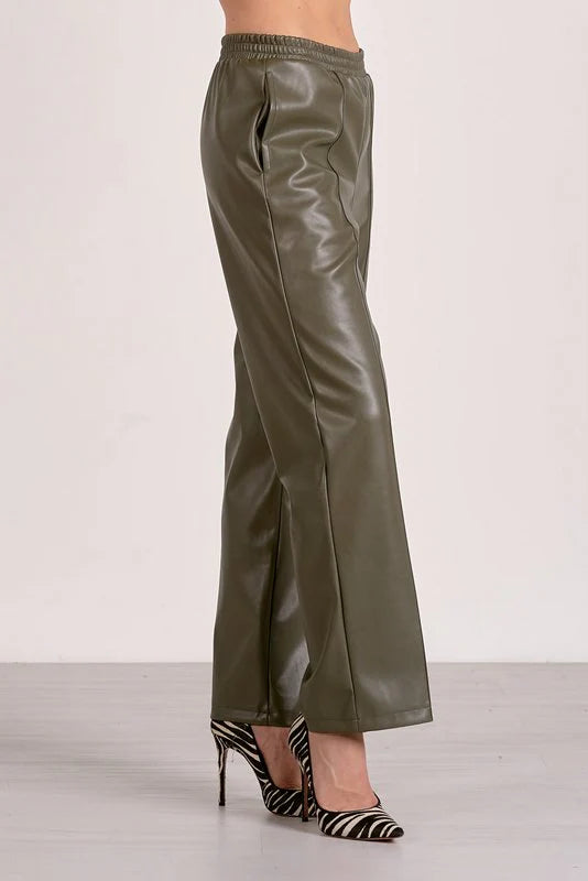 Elan High Waist Faux Leather Pant Pine
